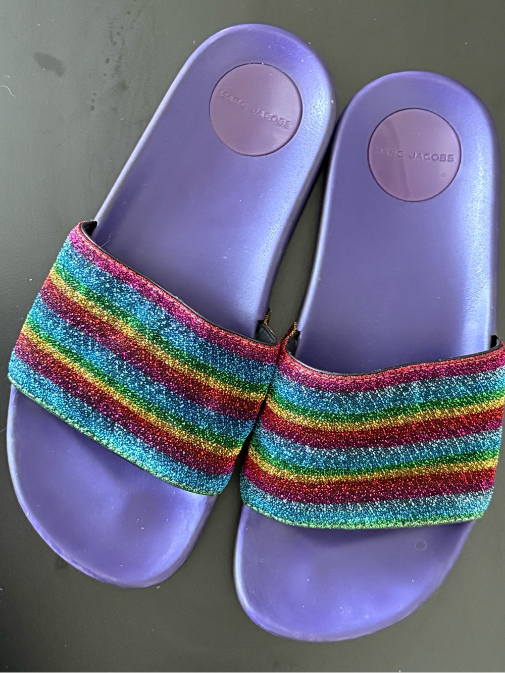Marc Jacobs Rainbow Slide Sandals - Purple Soles